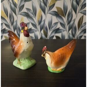 Vintage Rooster and Hen salt and pepper shakers